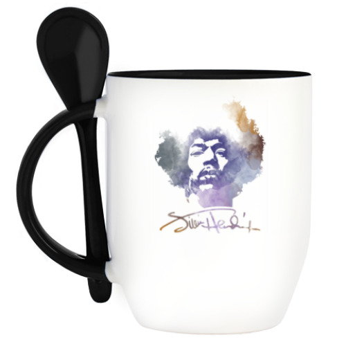 Кружка с ложкой Jimi Hendrix - Джими Хендрикс
