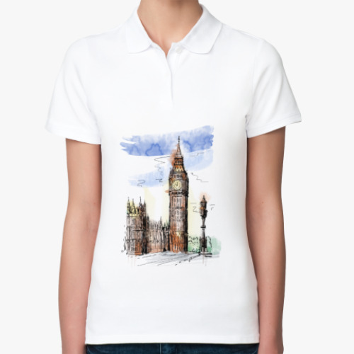 Женская рубашка поло Биг-Бен -Big Ben-Англия-Лондон