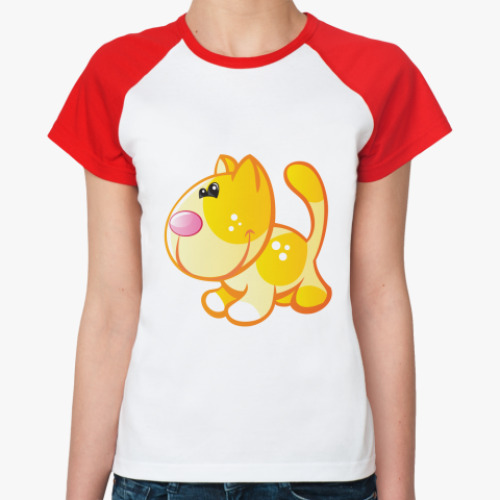 Женская футболка реглан Рыжий кот приносит счастье