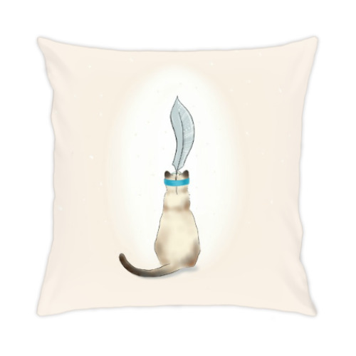 Подушка Кошка с серебряным пером