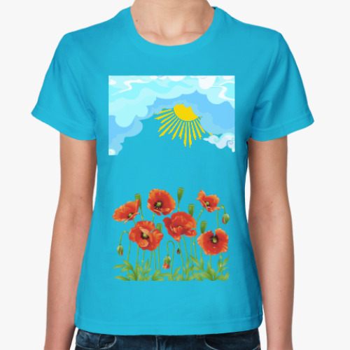 Женская футболка Маки ,солнце,небо