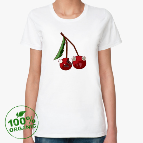 Женская футболка из органик-хлопка  Вишни-зомби