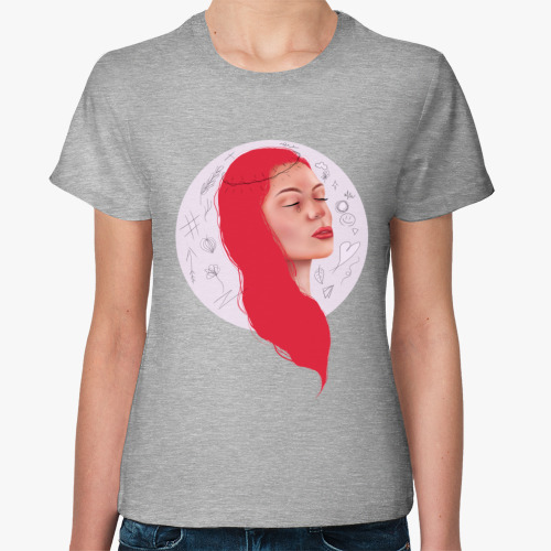 Женская футболка Портрет девушки с венком
