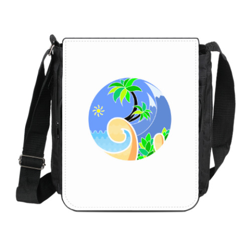 Сумка на плечо (мини-планшет) Тропический пейзаж в круге