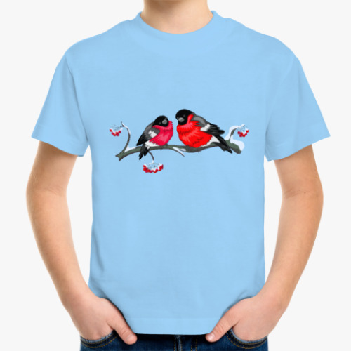 Детская футболка Снегири на рябине