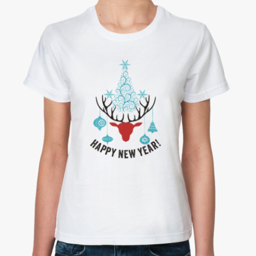 Классическая футболка Олени. Любовь. Новый год.