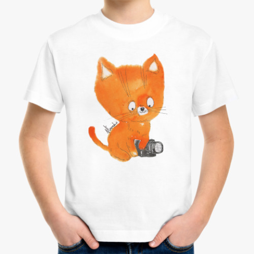 Детская футболка рыжий котенок