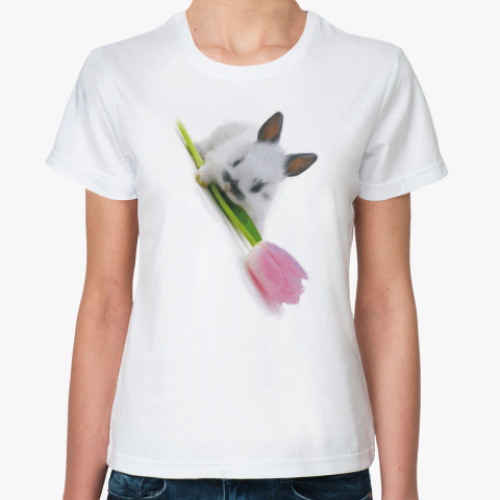 Классическая футболка Зайчик с цветком