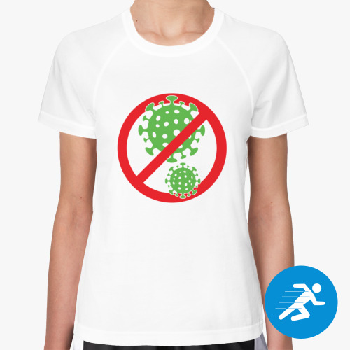 Женская спортивная футболка Коронавирус Запрещён