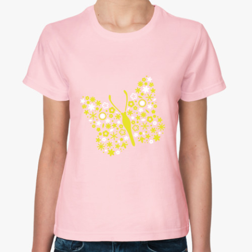 Женская футболка Бабочка из цветов