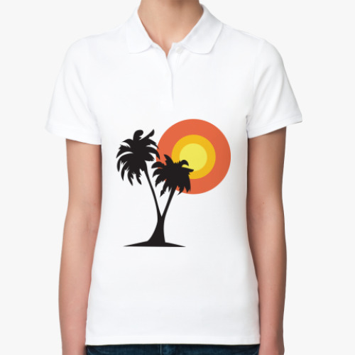 Женская рубашка поло  пальмы