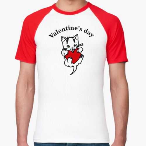 Футболка реглан Valentine's day Cat