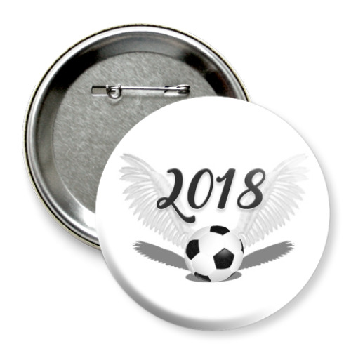 Значок 75мм Футбольный мяч с крыльями 2018