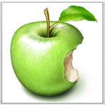 Надкушенное зеленое яблоко