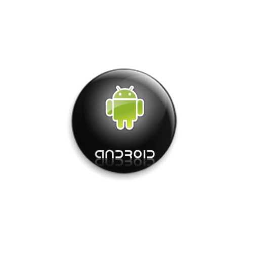 Значок 25мм Rлассический android на чёрном