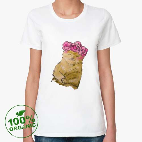 Женская футболка из органик-хлопка "Киса"