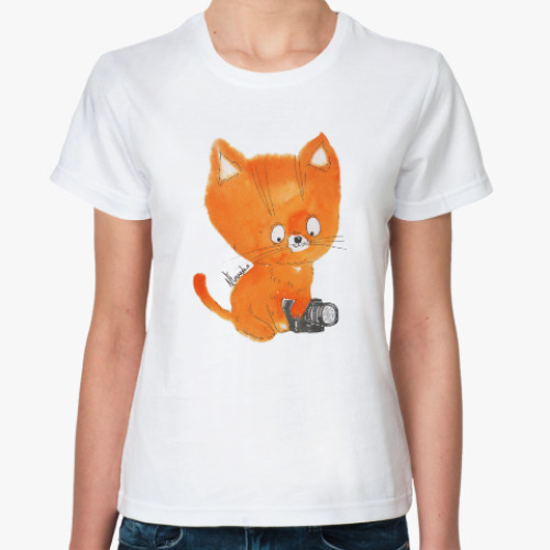Классическая футболка рыжий котенок