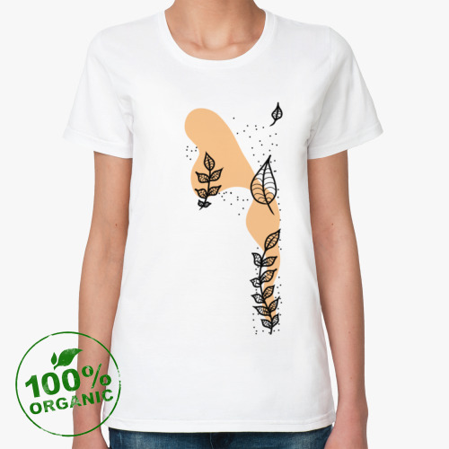 Женская футболка из органик-хлопка листья