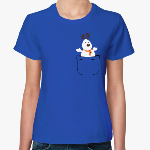 Женская футболка Олень - снеговик