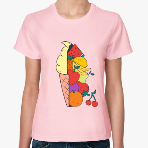 Женская футболка Мороженое фрукты