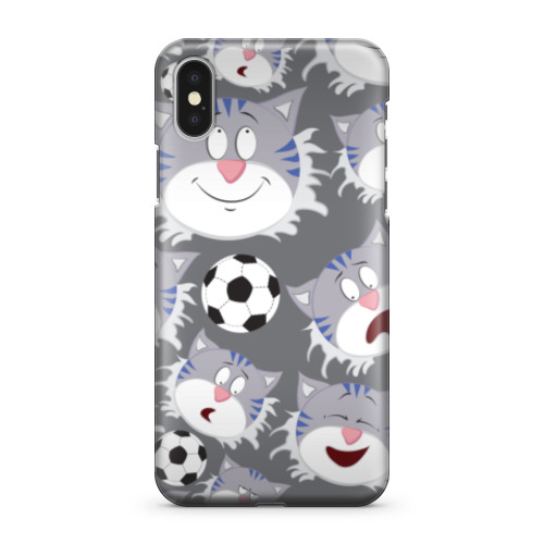 Чехол для iPhone X Кот и футбол