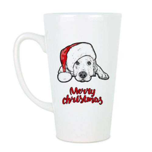 Чашка Латте Собака Санта