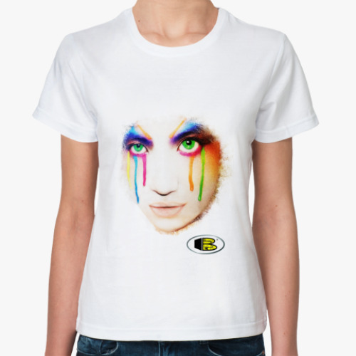 Классическая футболка Девушка с цветными слезами