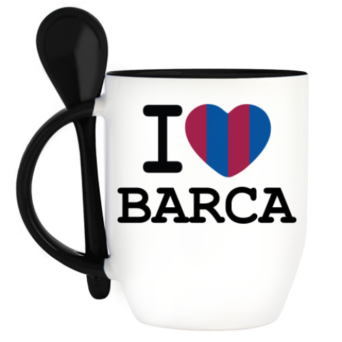 Кружка с ложкой I Love Barca