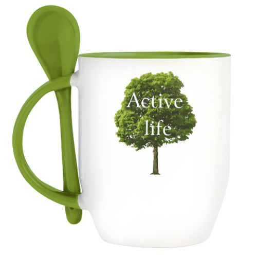Кружка с ложкой Active life