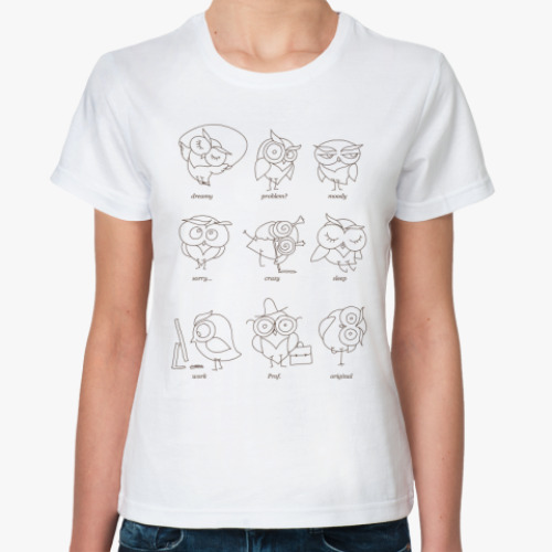 Классическая футболка 9 состояний совы