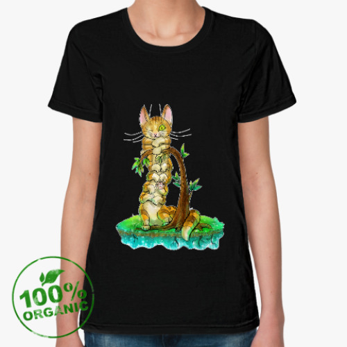 Женская футболка из органик-хлопка Кошачья многоножка