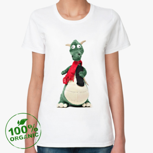 Женская футболка из органик-хлопка Дракоша Грин