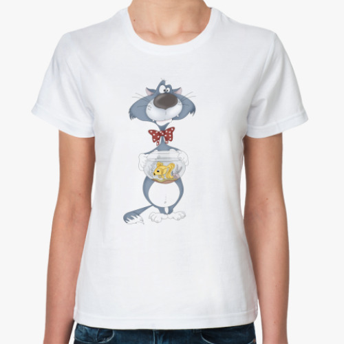 Классическая футболка Кот с аквариумом