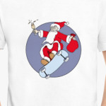 Новогодний принт с Дедом Морозом. Санта на скейте