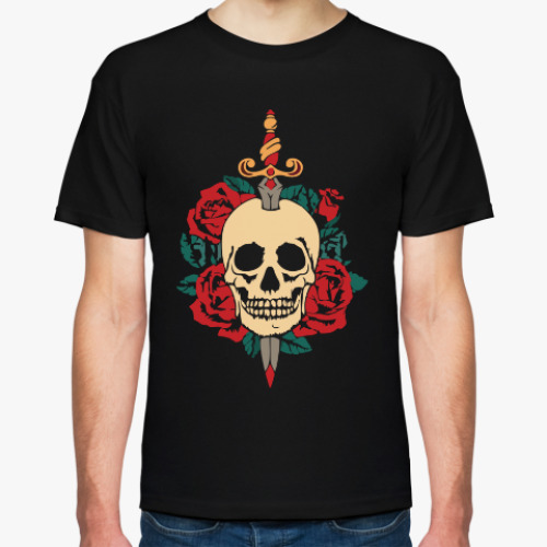 Футболка Skull With Roses And Knife