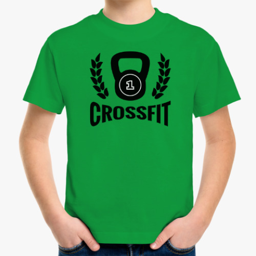 Детская футболка Кроссфит логотип с гирей