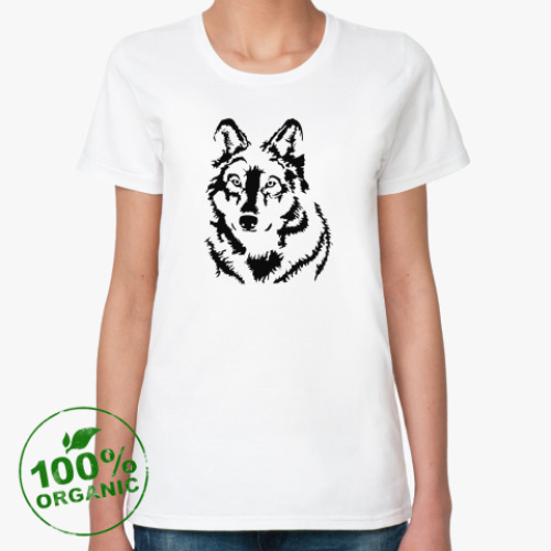 Женская футболка из органик-хлопка Белый волк