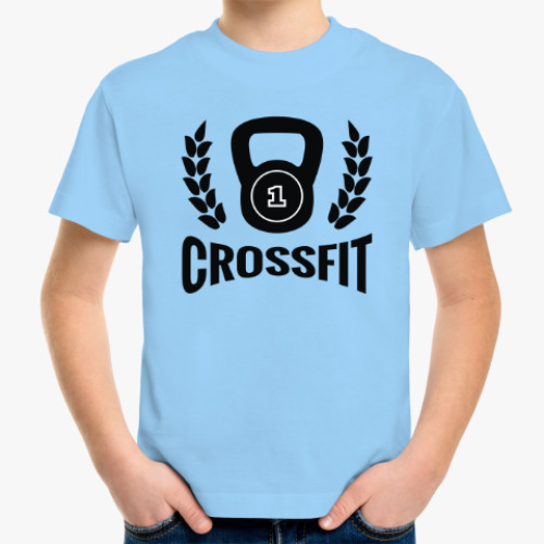 Детская футболка Кроссфит логотип с гирей