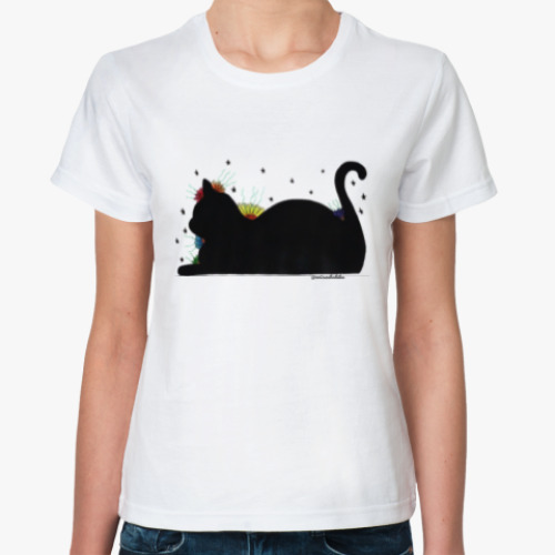 Классическая футболка Сказочный кот в цветах