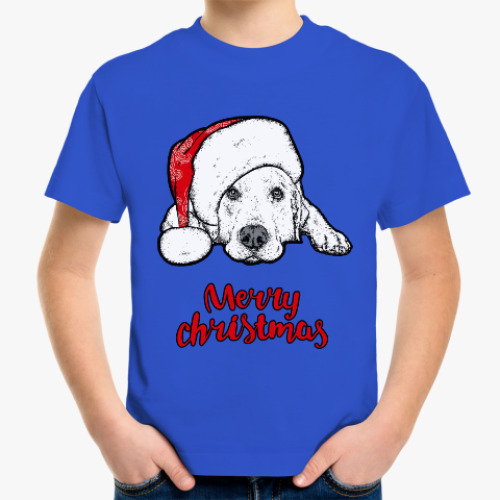 Детская футболка Собака Санта