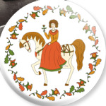 Russian folk ornament. Girl and horse