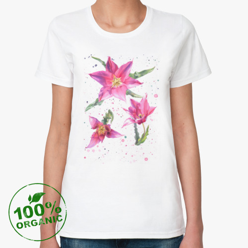 Женская футболка из органик-хлопка Яркие тюльпаны