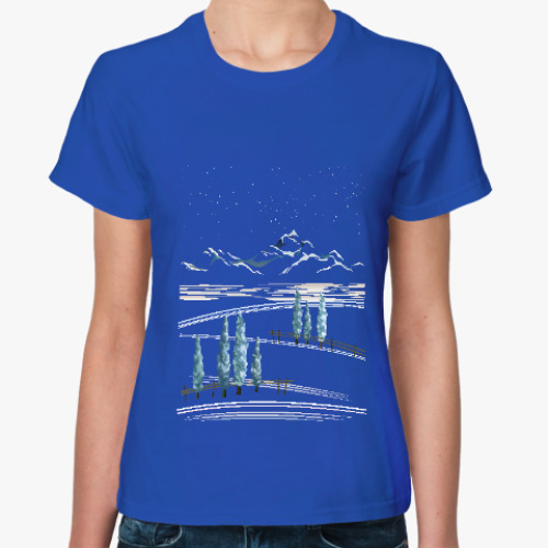 Женская футболка Снежные горы и кипарисы