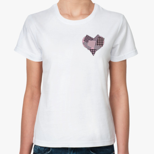Классическая футболка сердце в заплатках