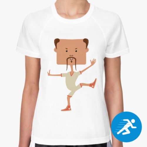 Женская спортивная футболка Смешной нарисованный каратист