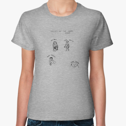 Женская футболка виды рода Homo