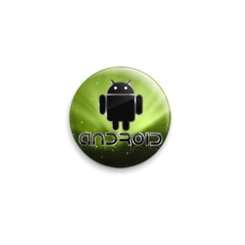 Значок 25мм android в зелёном свечении