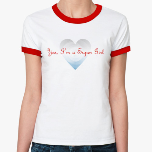 Женская футболка Ringer-T Yes, I'm a Super Girl. Крылья
