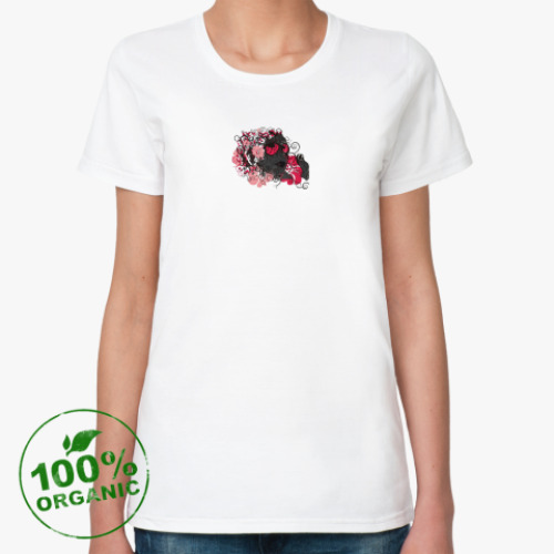 Женская футболка из органик-хлопка Лицо и цветы
