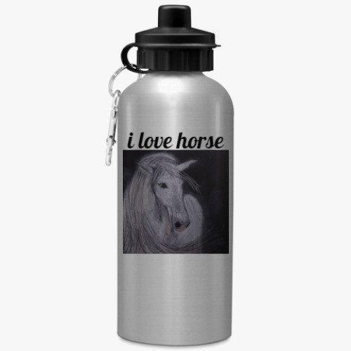 Спортивная бутылка/фляжка серый конь